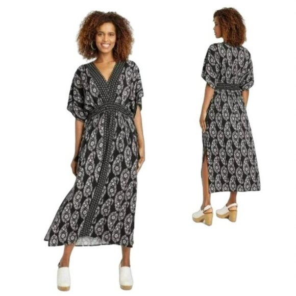 Knox Rose Dresses & Skirts - Knox Rose Flutter Short Sleeve Printed Kaftan A-Line Dress L